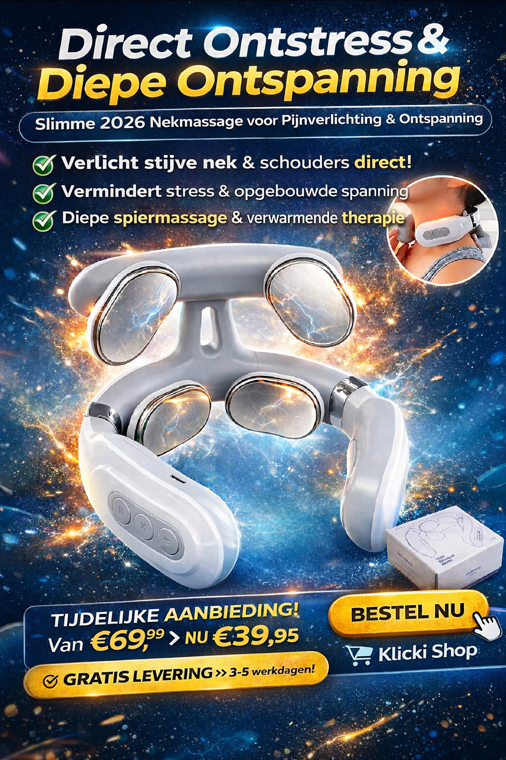 •Slimme Nekmassage• 
 Ontstress & Diepe Ontspanning – die Pijn en Spanning Wegneemt